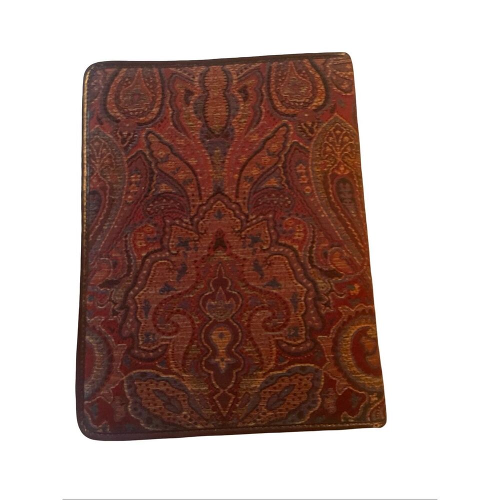 Vintage Franklin Quest Co. Brown Red Leather Paisley Tapestry Day Planner OS